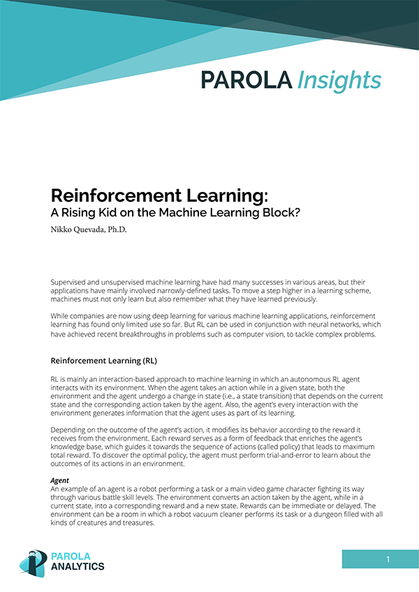 parola insights document screenshot about reinforcement learning