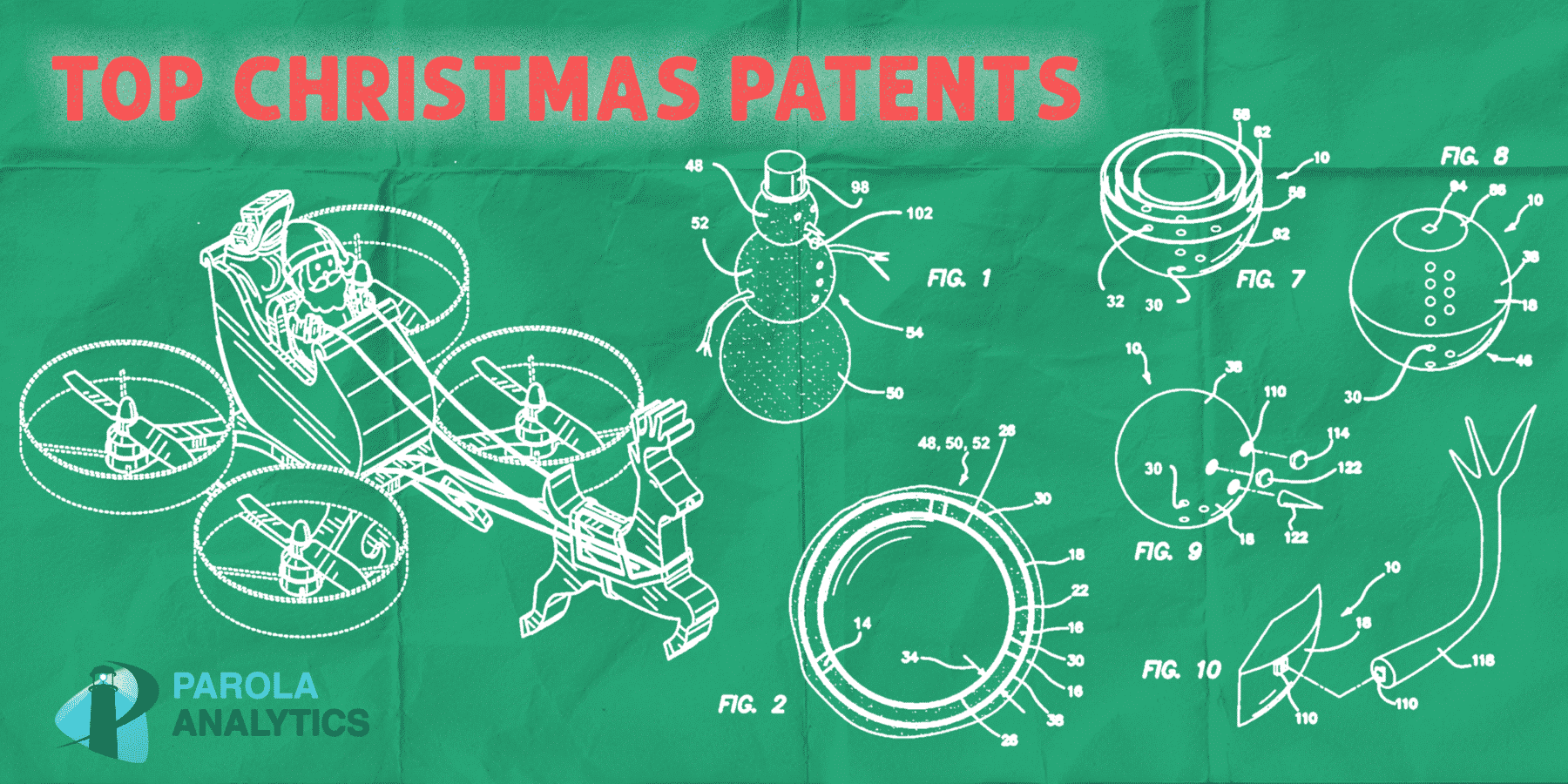 graphic image with illustrations of Christmas patents