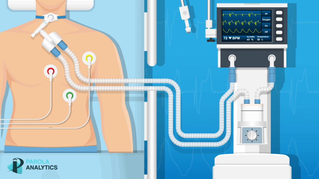 graphic of subject hooked to a vetilator