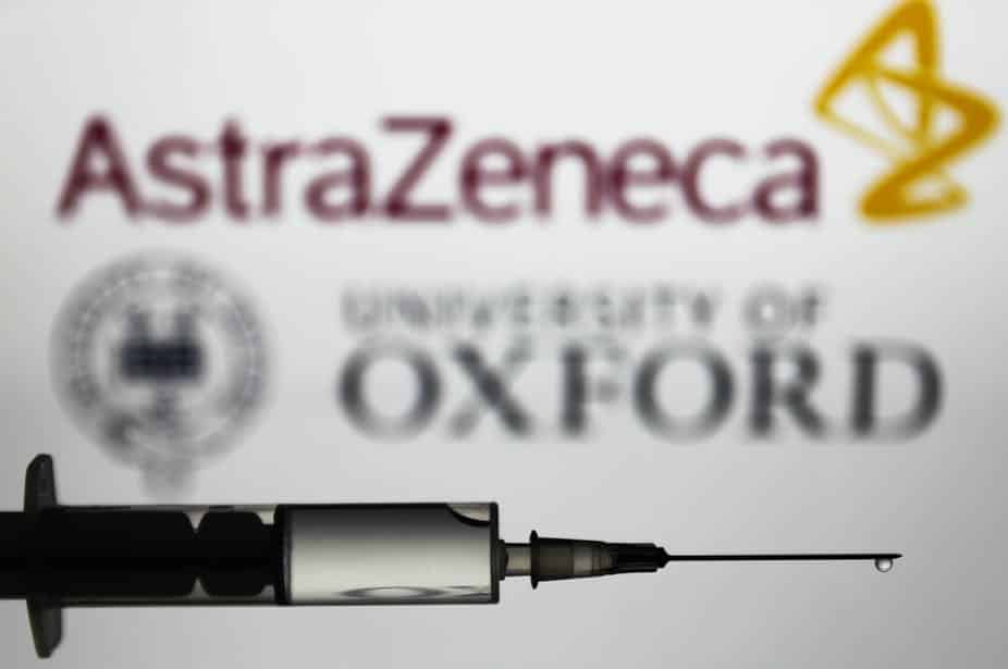 syringe with Astrazenca on background