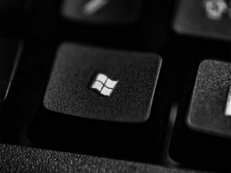 closeup of a windows button on a keyboard