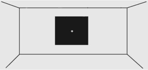 Fig. 4. A small red cross on a black background may comprise an oculomotor instability assessment. It involves a user focusing on a small target while the system tracks the location of the center of the pupil and generates eye-tracking data.